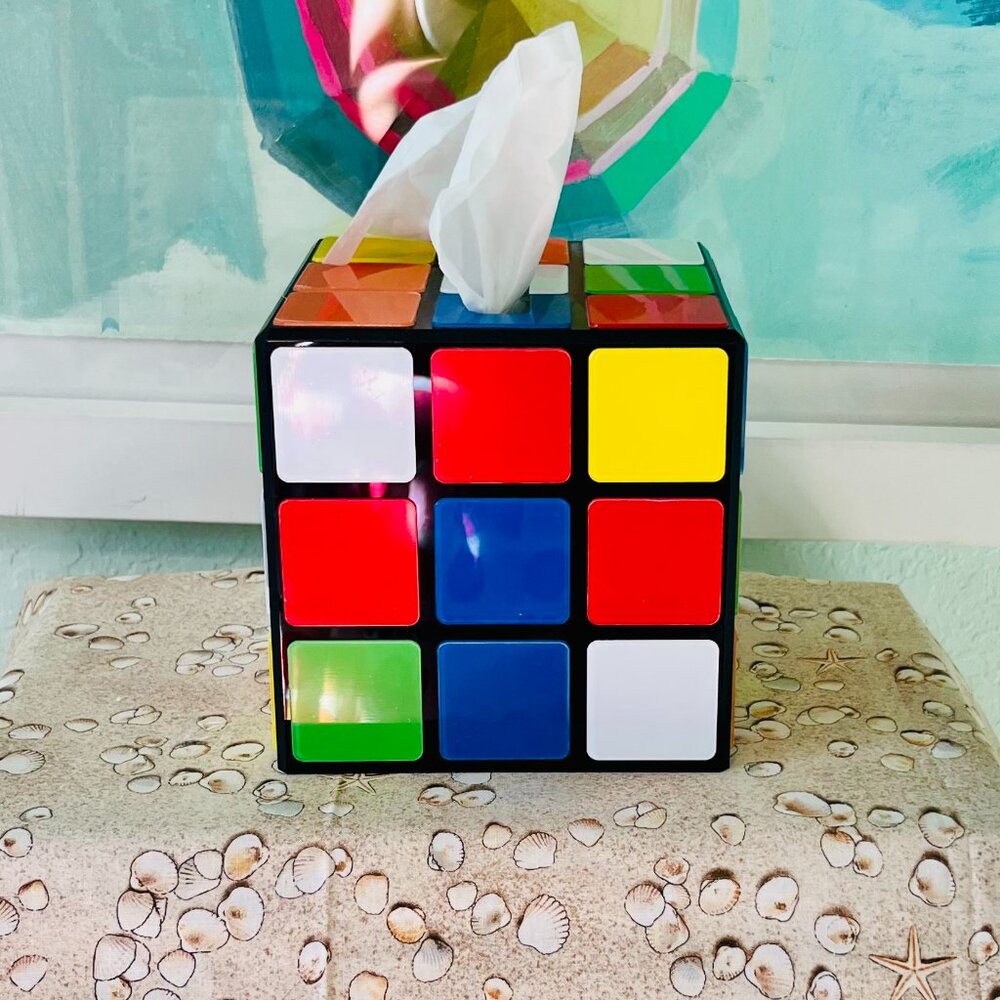 Rubik’s Cube Tissue Holder – Colorful Retro Nostalgic Decor